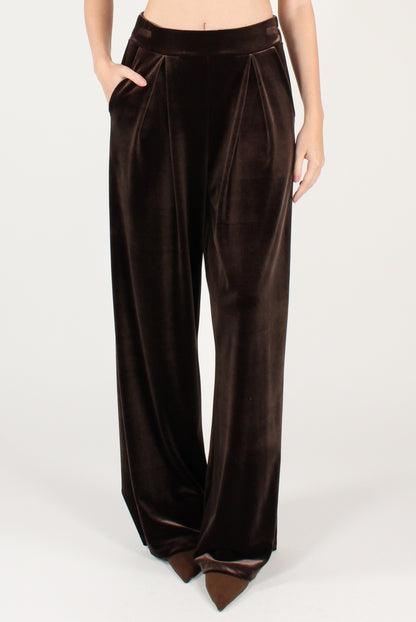 Pantaloni con Pinces in Velluto Liscio