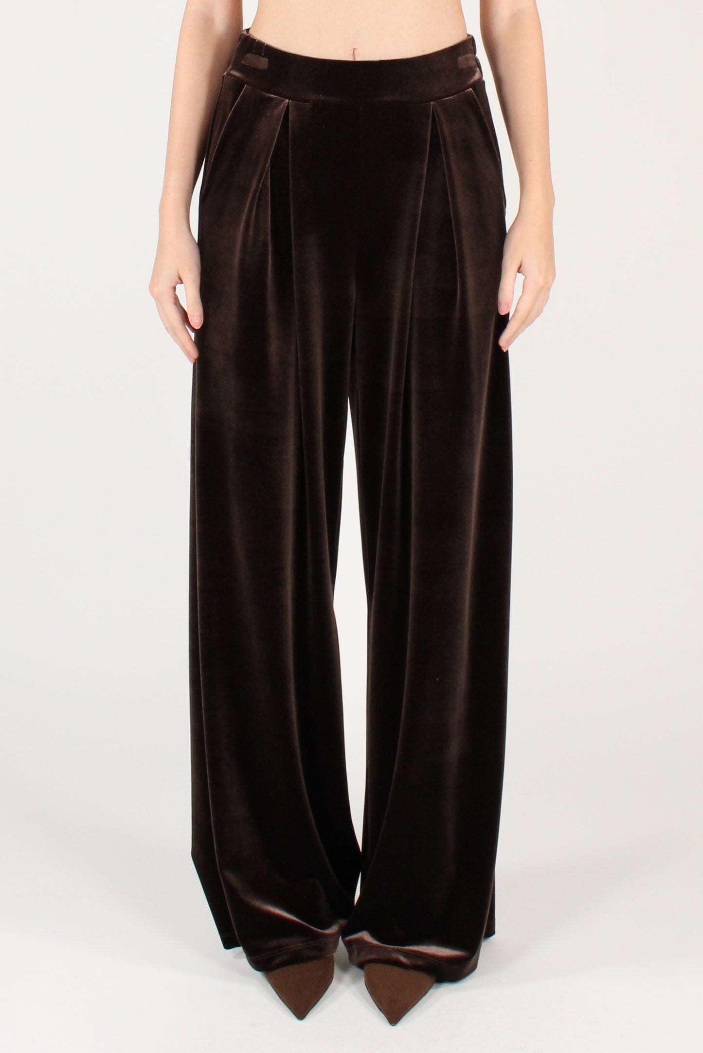 Pantaloni con Pinces in Velluto Liscio
