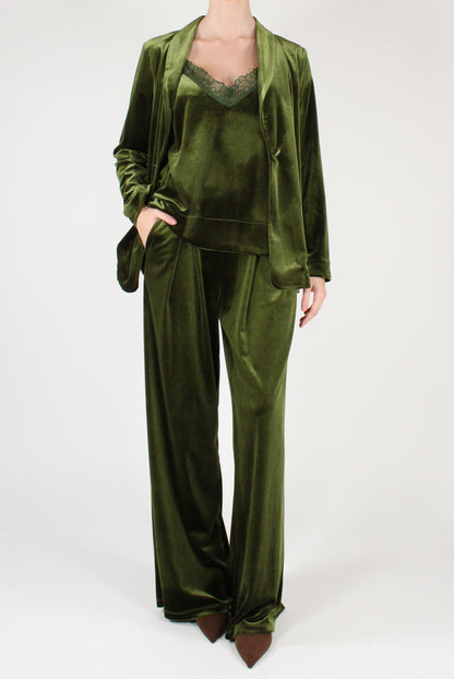 Pantaloni con Pinces in Velluto Liscio