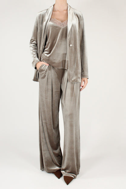 Top in Velluto Liscio con Pizzo