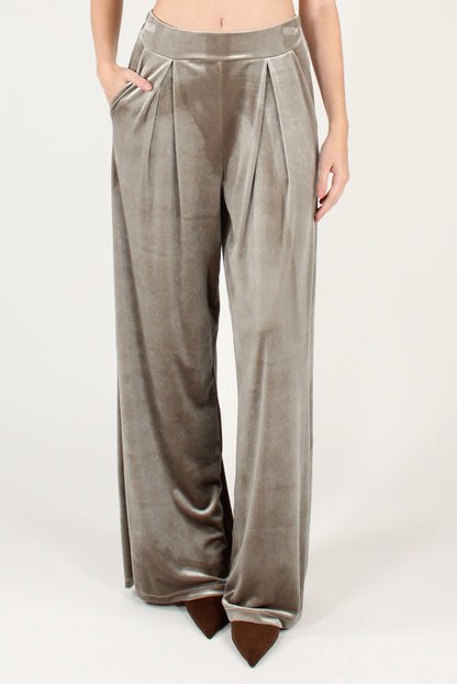 Pantaloni con Pinces in Velluto Liscio