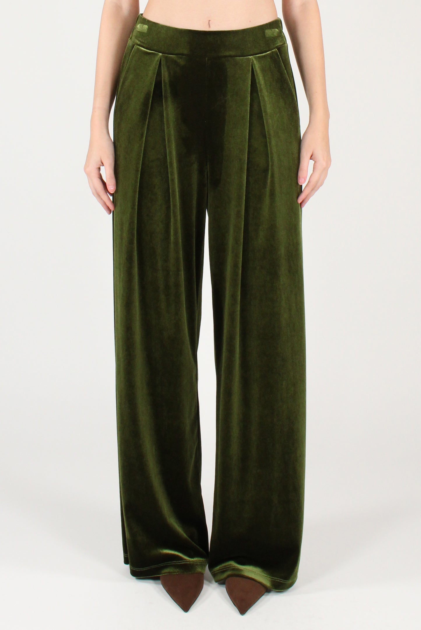Pantaloni con Pinces in Velluto Liscio
