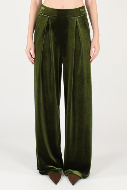 Pantaloni con Pinces in Velluto Liscio