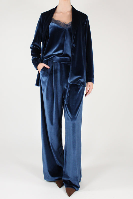 Top in Velluto Liscio con Pizzo