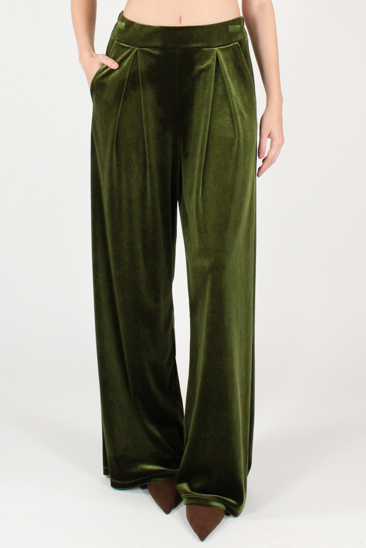 Pantaloni con Pinces in Velluto Liscio