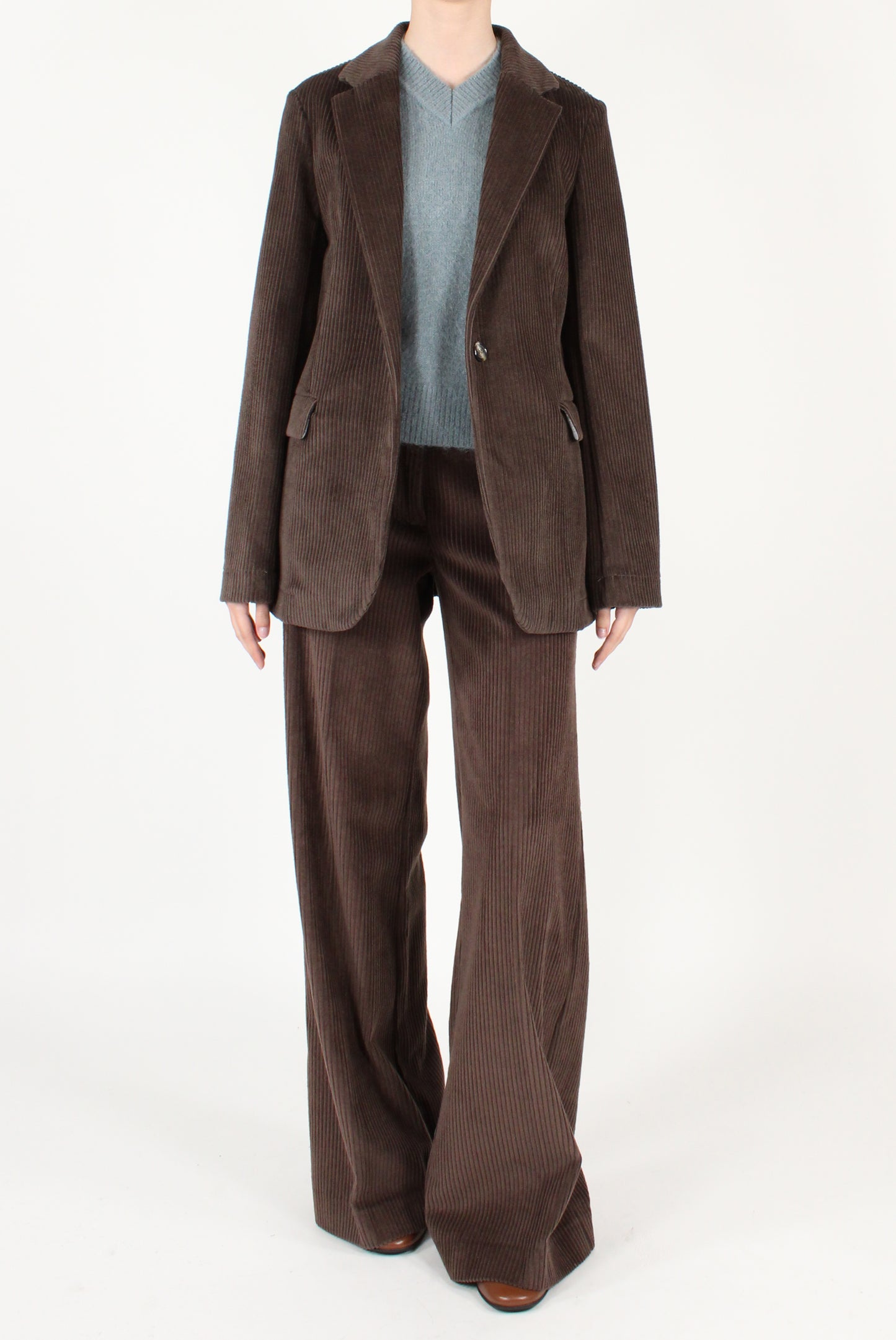 Blazer Monopetto in Velluto a Costa Larga