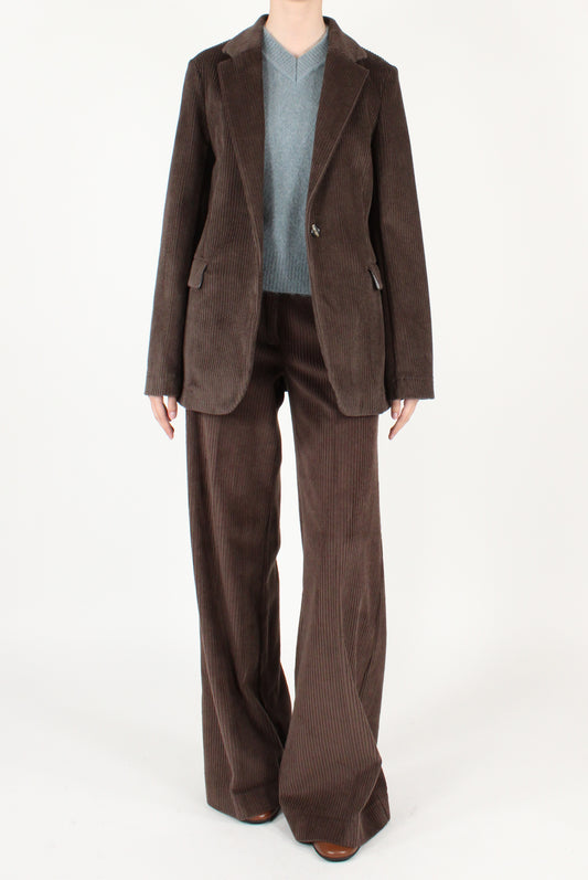 Pantaloni a Palazzo in Velluto a Costa Larga