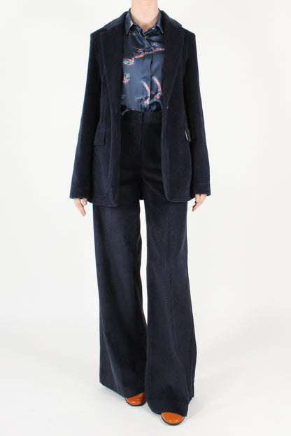 Pantaloni a Palazzo in Velluto a Costa Larga