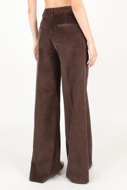 Pantaloni a Palazzo in Velluto a Costa Larga