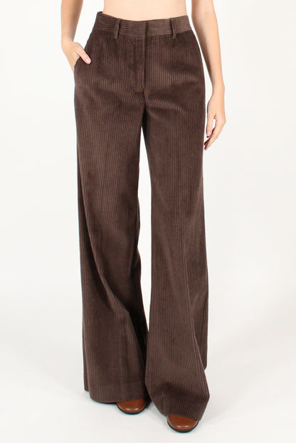 Pantaloni a Palazzo in Velluto a Costa Larga