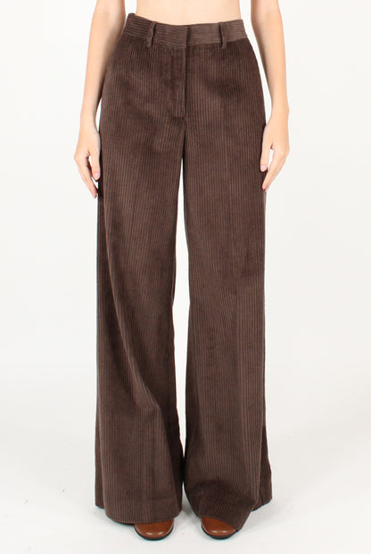 Pantaloni a Palazzo in Velluto a Costa Larga