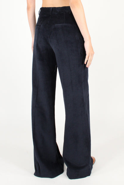 Pantaloni a Palazzo in Velluto a Costa Larga