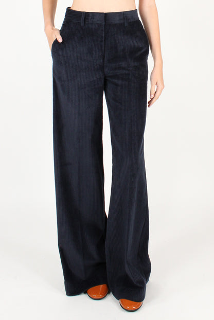 Pantaloni a Palazzo in Velluto a Costa Larga