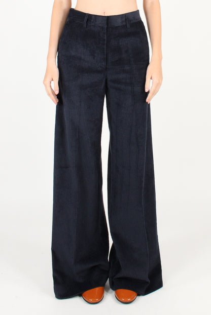 Pantaloni a Palazzo in Velluto a Costa Larga