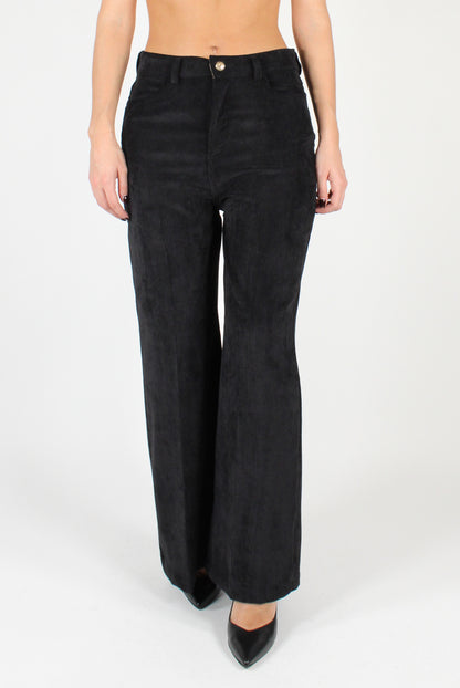 Velvet Palazzo Pants with Pockets