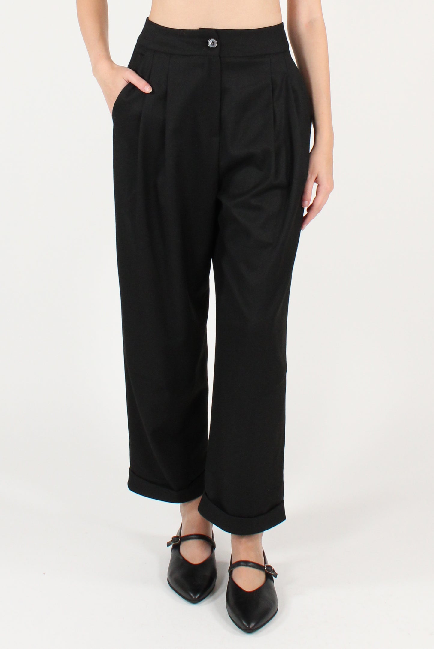 Pantaloni con Pinces Misto Viscosa