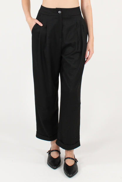 Pantaloni con Pinces Misto Viscosa