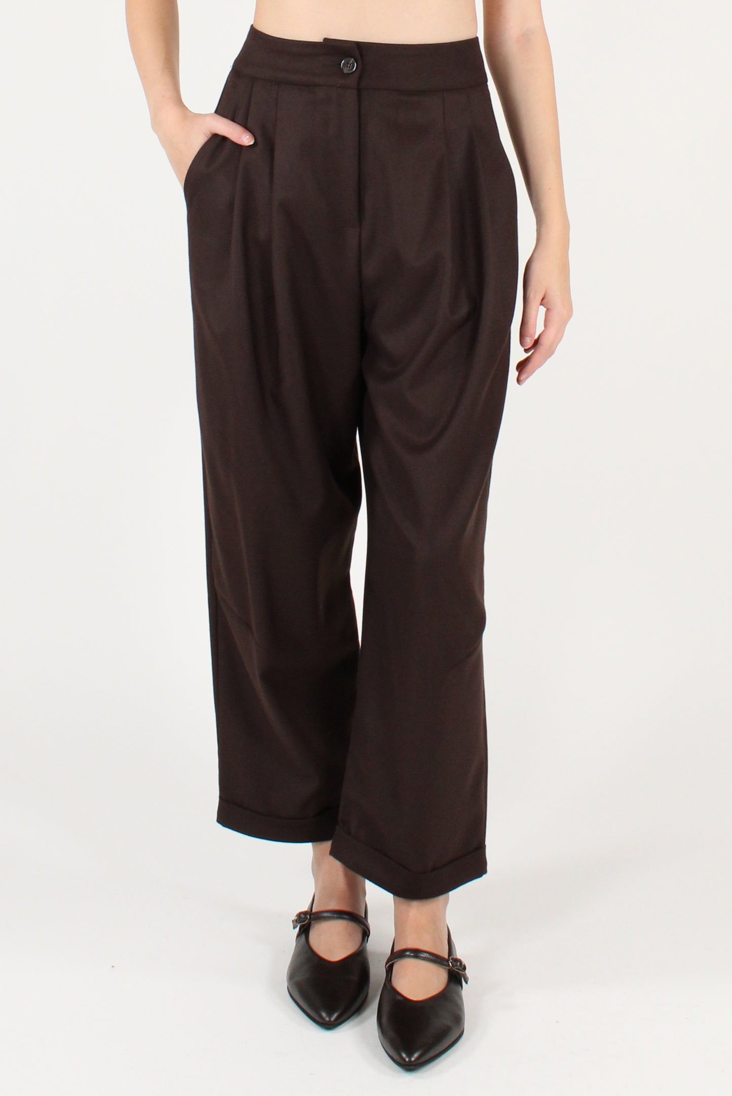 Pantaloni con Pinces Misto Viscosa