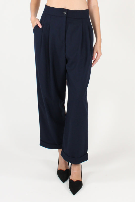 Pantaloni con Pinces Misto Viscosa