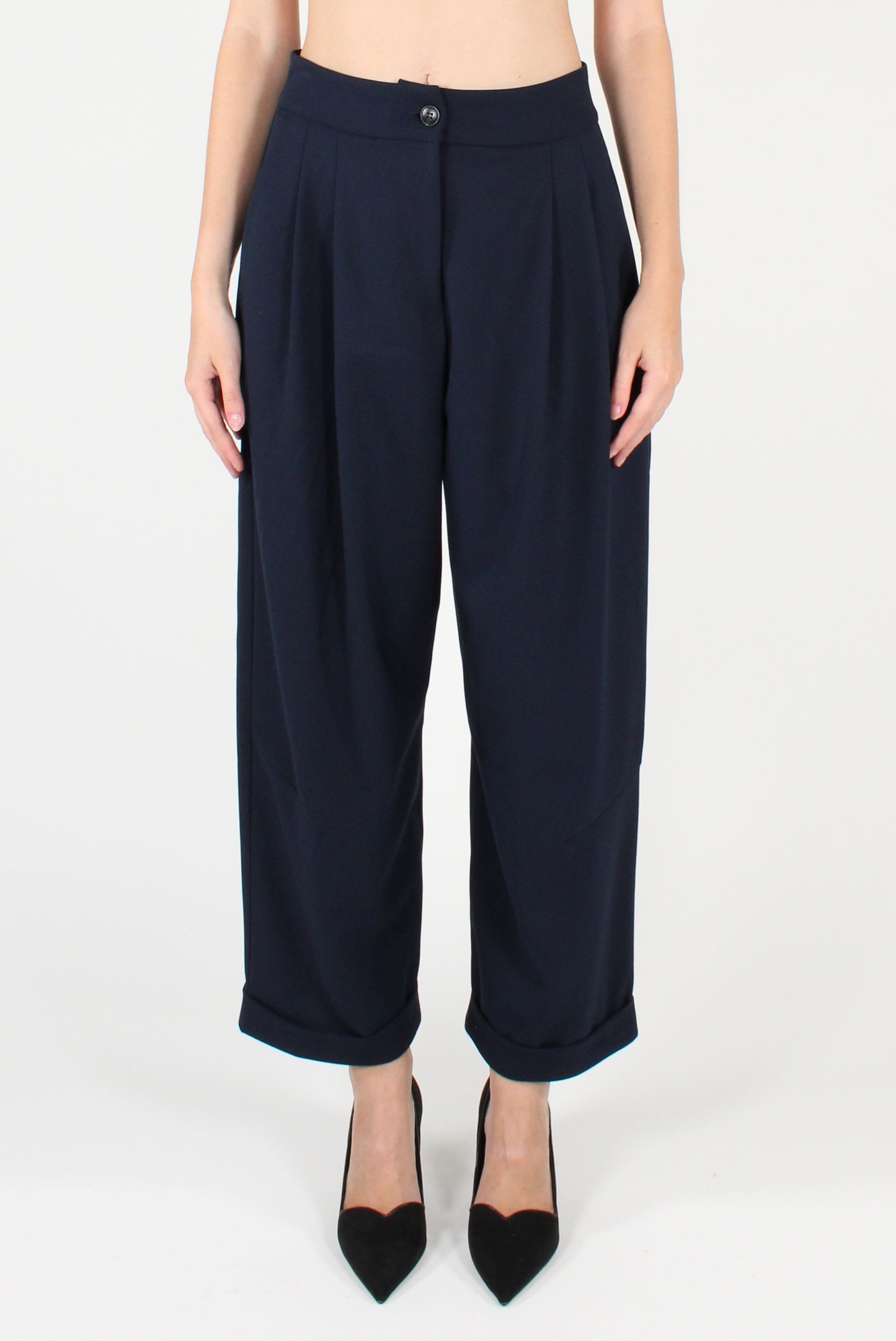 Pantaloni con Pinces Misto Viscosa