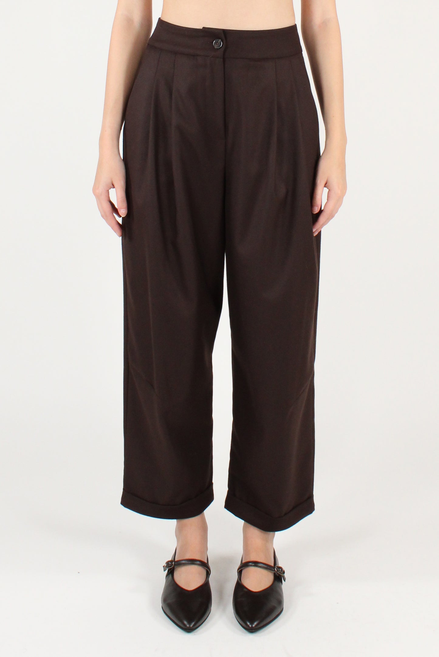 Pantaloni con Pinces Misto Viscosa