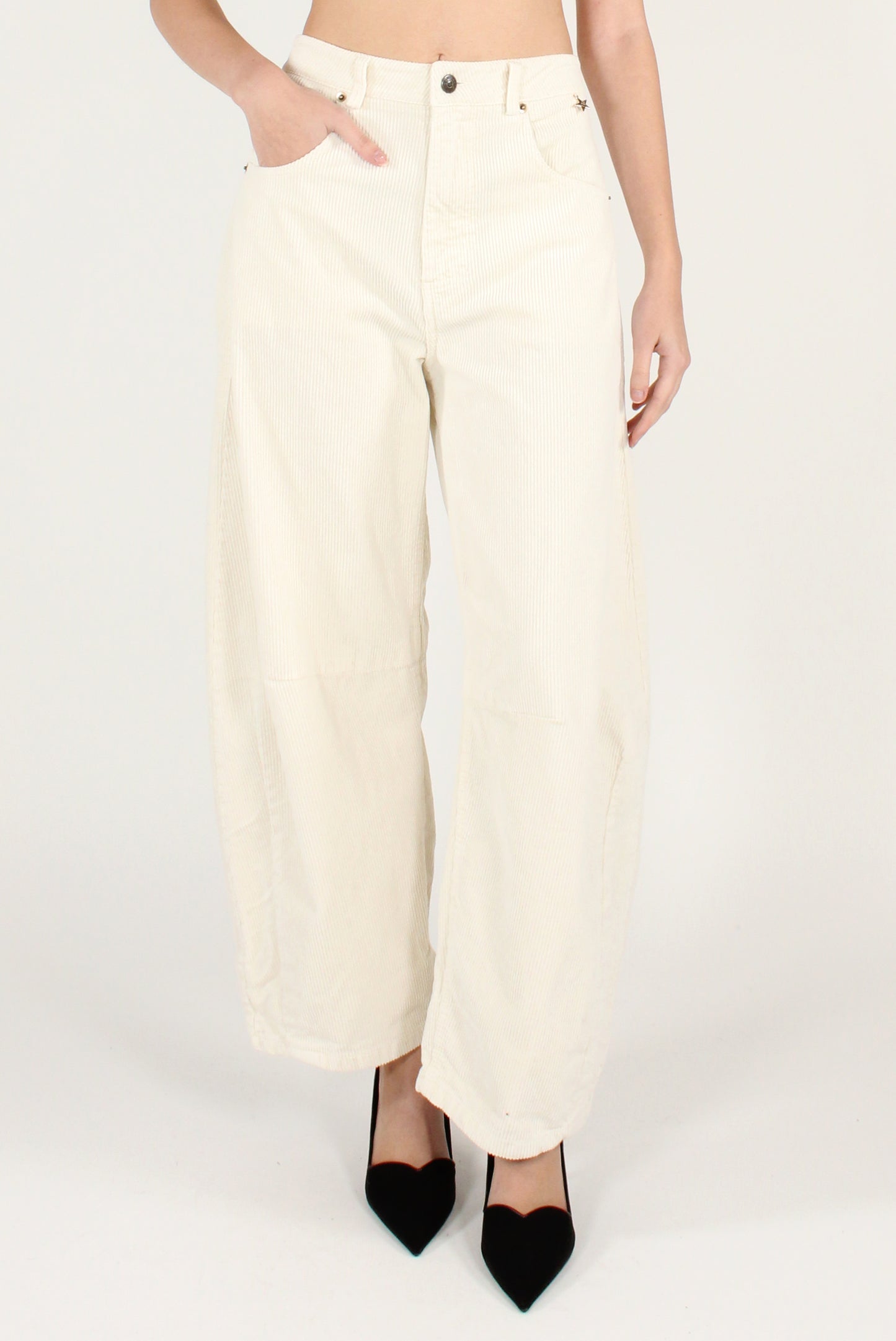 Pantaloni Balloon in Velluto a Coste