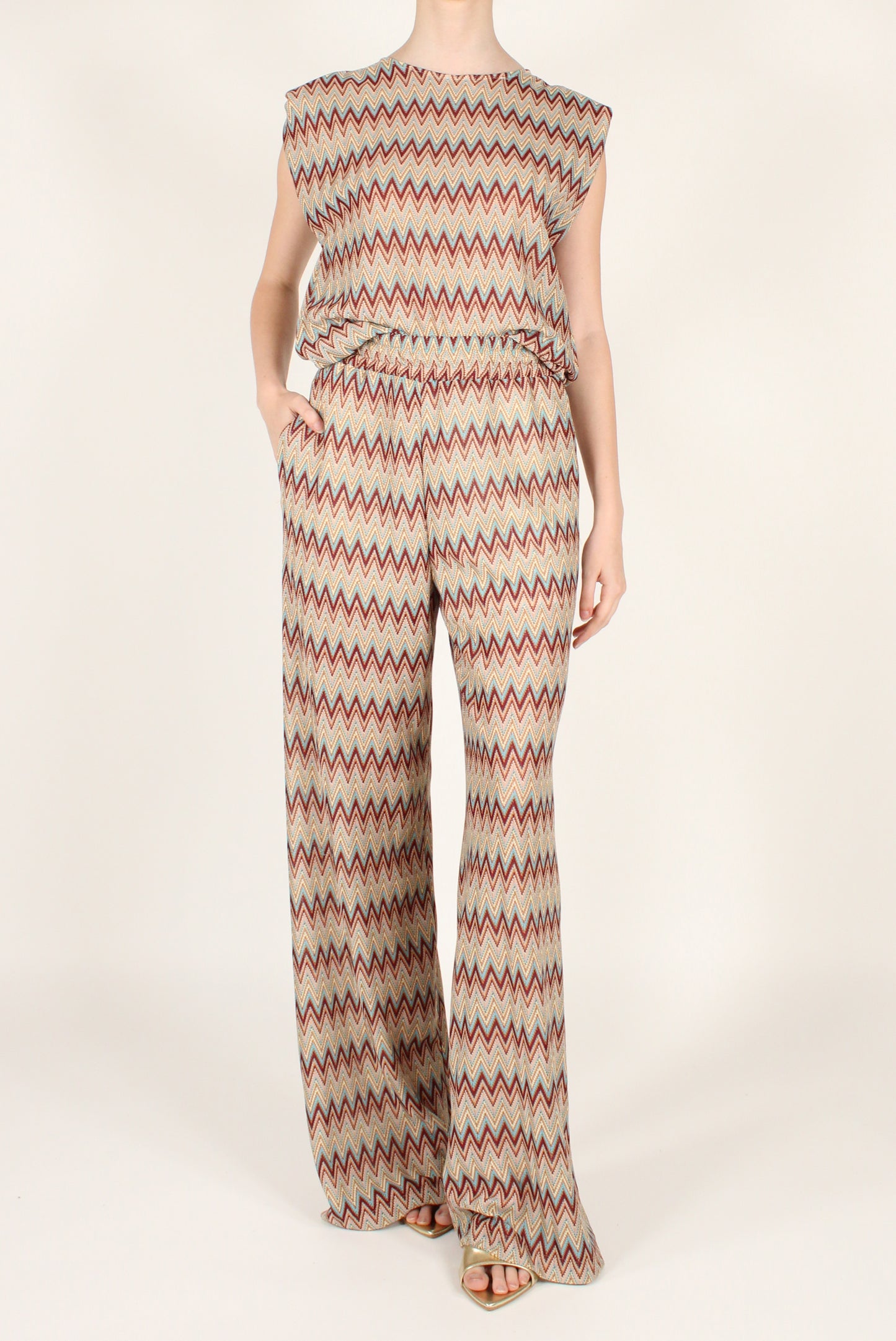 Blusa Smanicata a Fantasia Geometrica