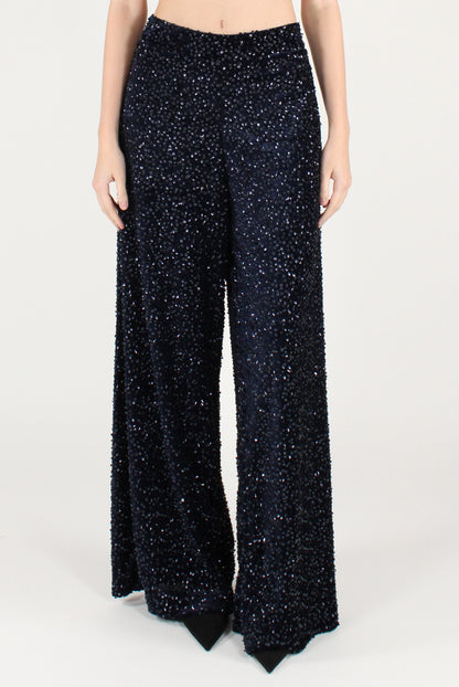 Pantaloni a Palazzo in Velluto e Paillettes