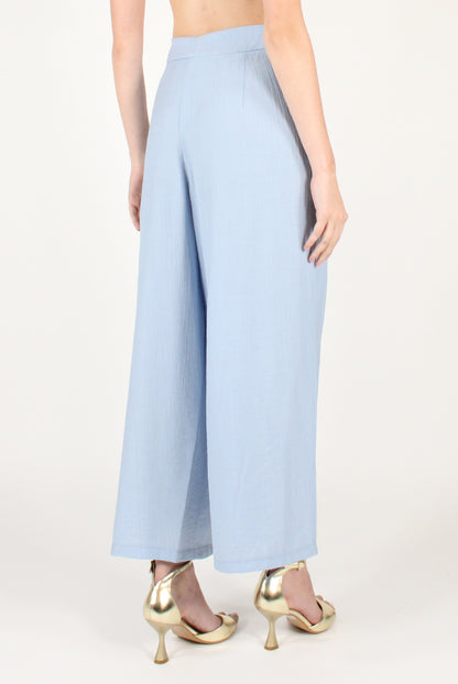 Pantaloni Ampi con Pinces in Misto Viscosa