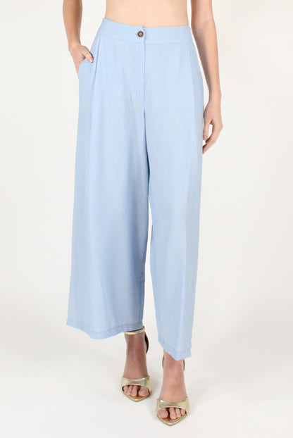 Pantaloni Ampi con Pinces in Misto Viscosa