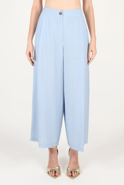 Pantaloni Ampi con Pinces in Misto Viscosa