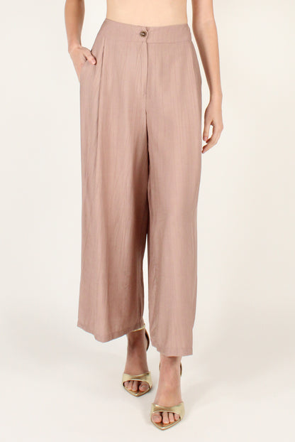 Pantaloni Ampi con Pinces in Misto Viscosa