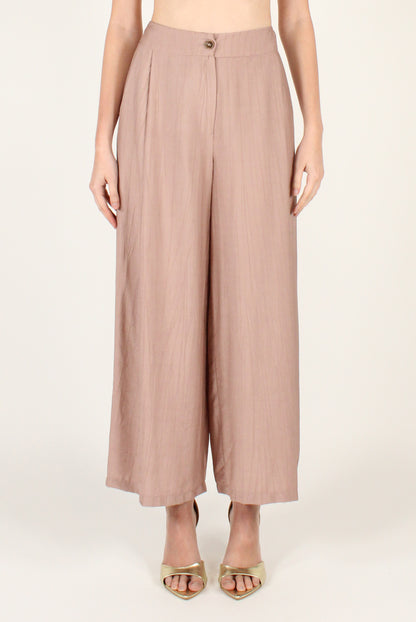 Pantaloni Ampi con Pinces in Misto Viscosa