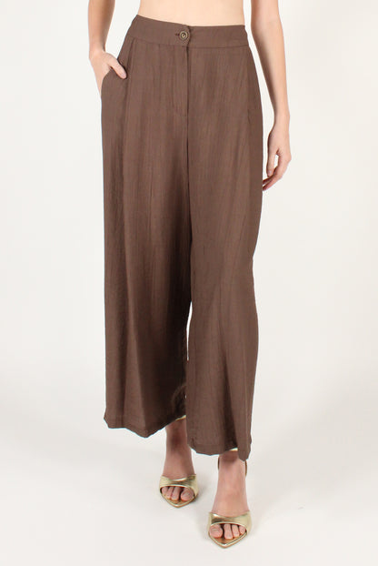 Pantaloni Ampi con Pinces in Misto Viscosa