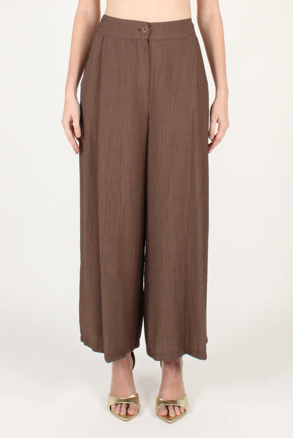 Pantaloni Ampi con Pinces in Misto Viscosa
