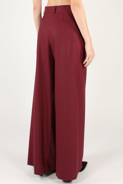 Pantaloni a Palazzo con Pinces Misto Lana