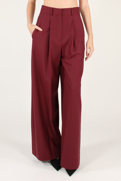 Pantaloni a Palazzo con Pinces Misto Lana