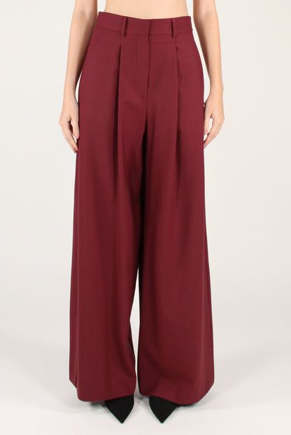 Pantaloni a Palazzo con Pinces Misto Lana