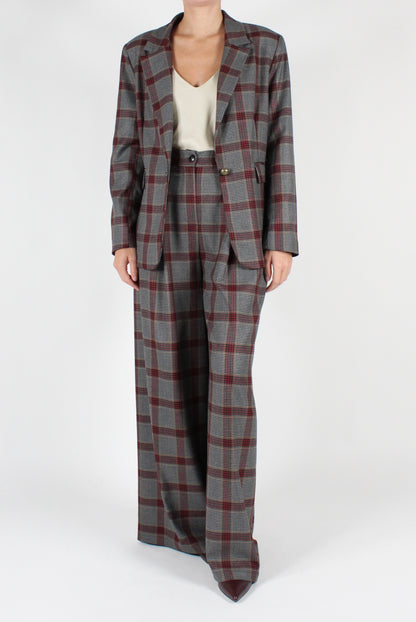 Tartan Palazzo Pants with Pleats