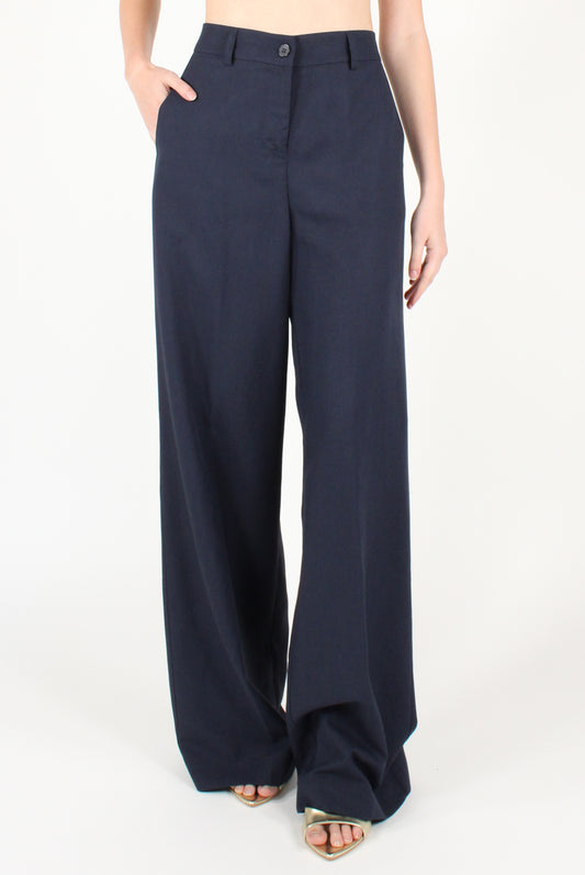 Pantaloni a Palazzo in Viscosa e Lino