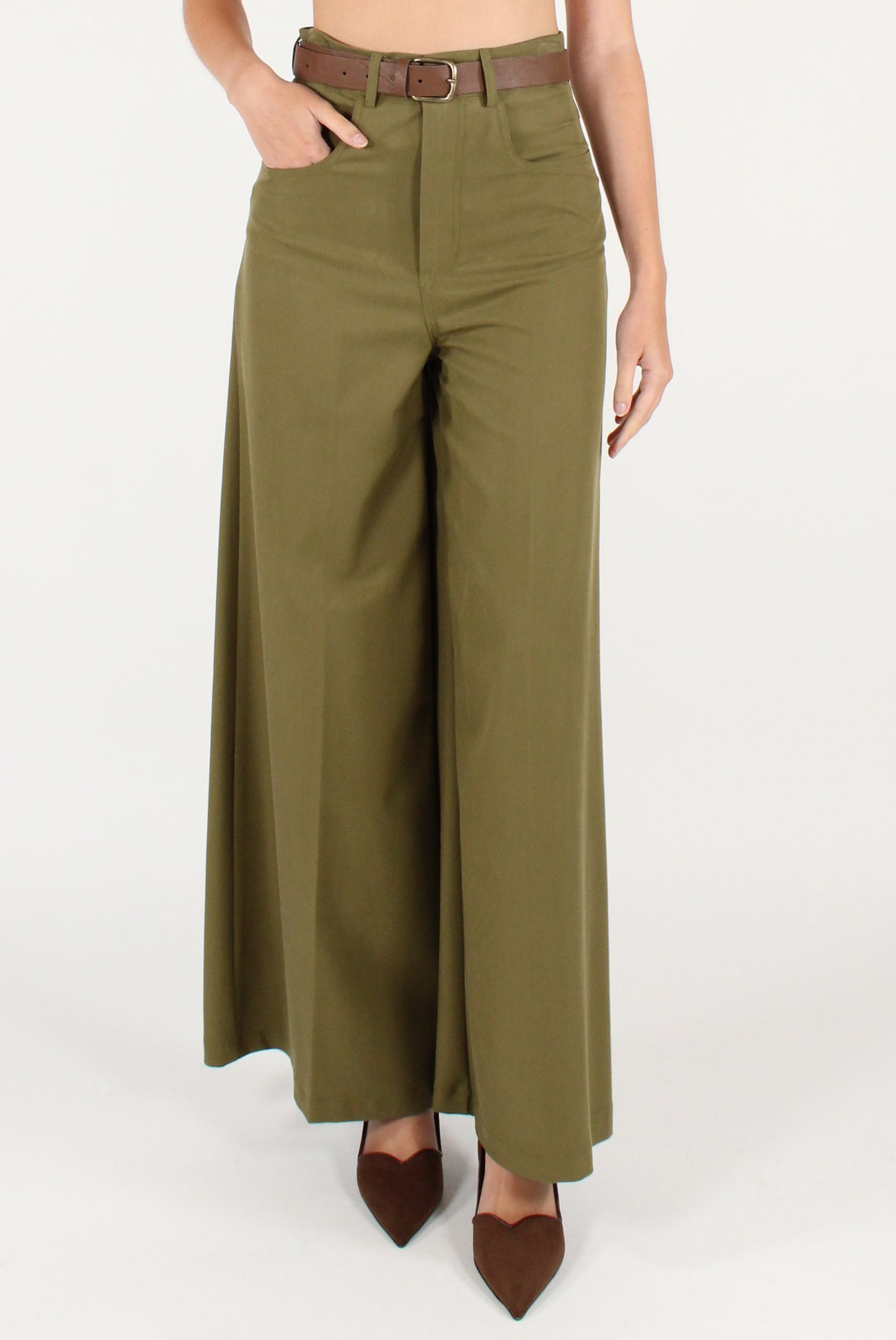 Pantaloni a Palazzo con Cintura