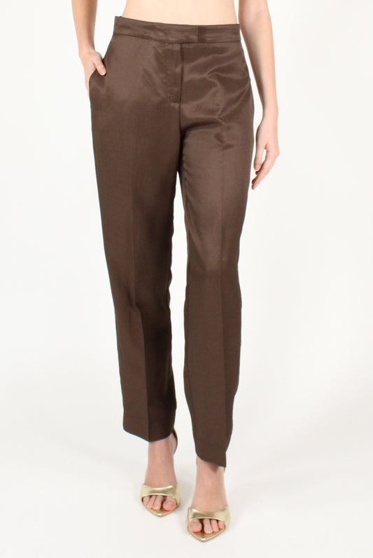 Pantaloni a Sigaretta Misto Lino e Viscosa