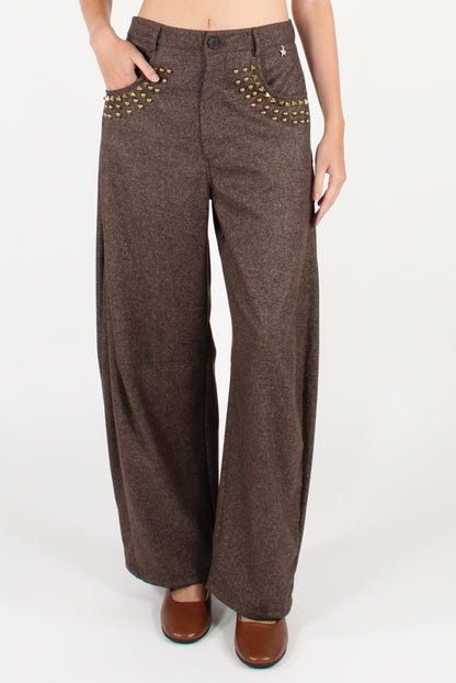 Pantaloni Semi Balloon con Borchie