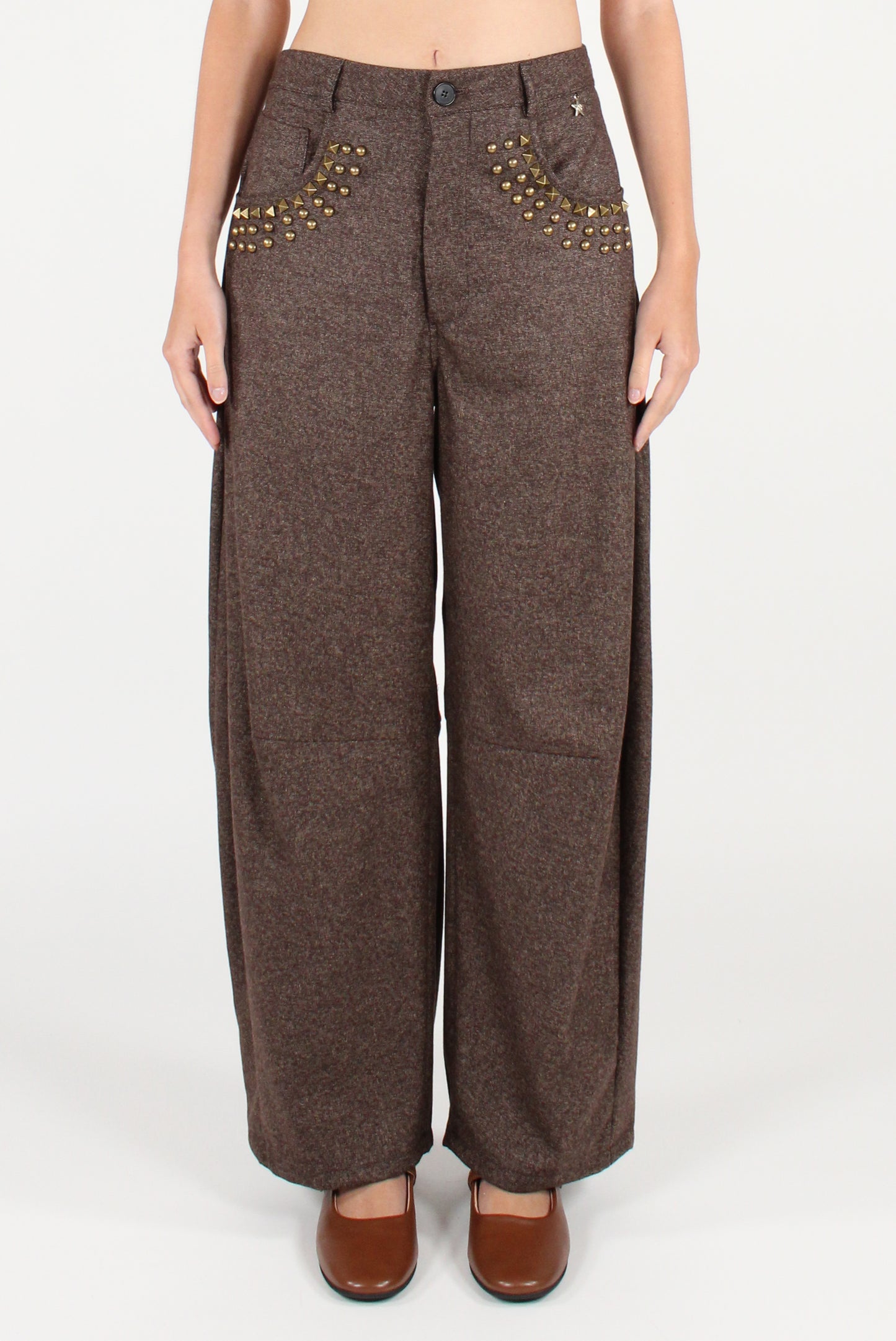 Pantaloni Semi Balloon con Borchie