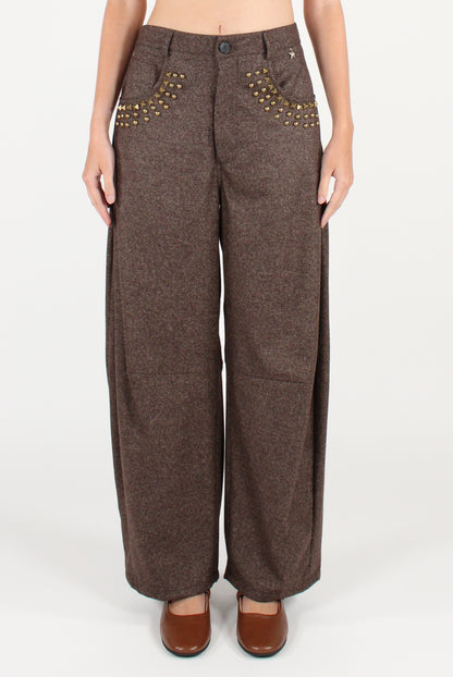 Pantaloni Semi Balloon con Borchie