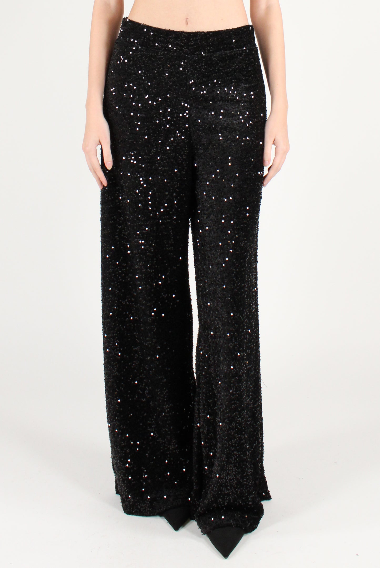 Velvet Palazzo Pants with Sequins