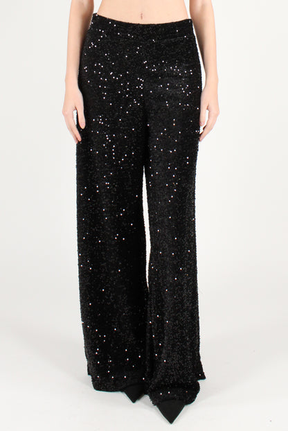 Velvet Palazzo Pants with Sequins