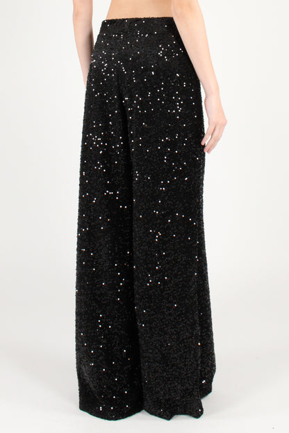 Velvet Palazzo Pants with Sequins