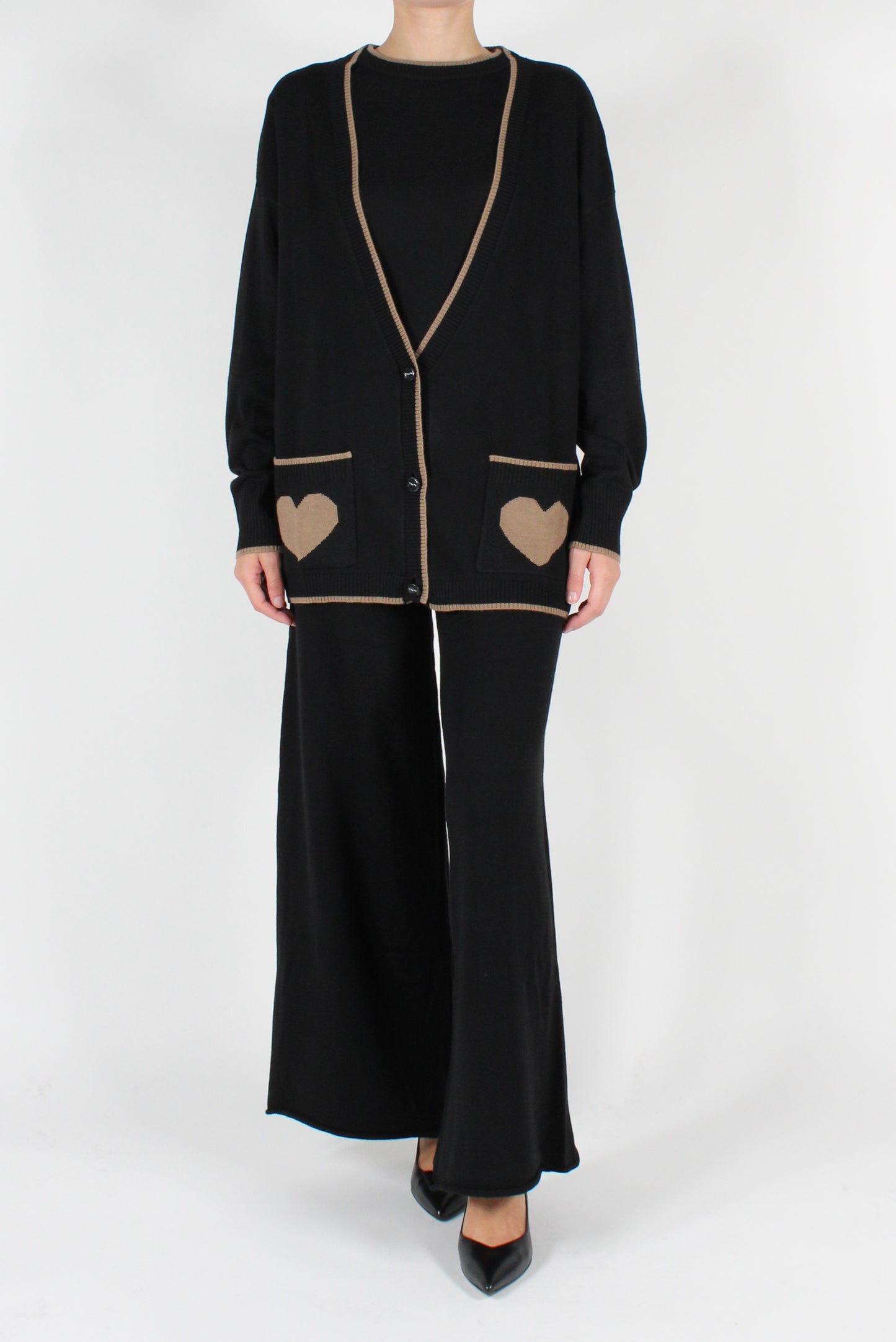 Long Cardigan with Heart Pockets