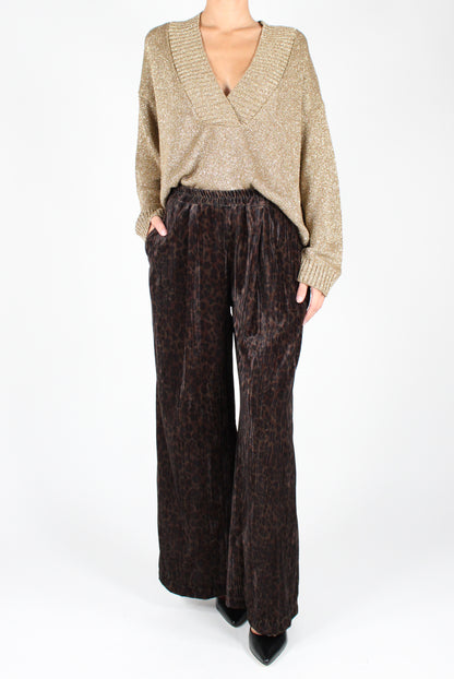 Animal Print Velvet Trousers